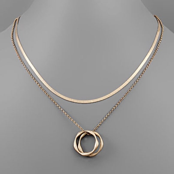 Circle Shape 2 Layer Necklace - Picture 1 of 2